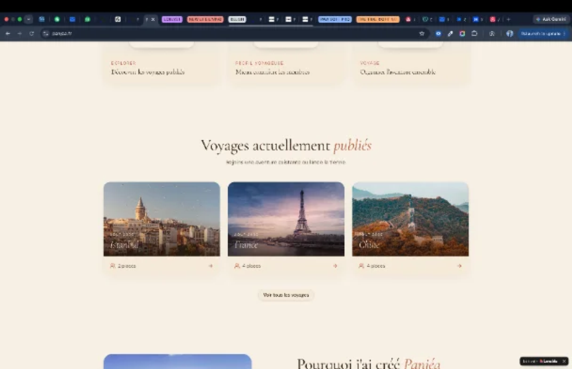Panjéa experience design and product screen